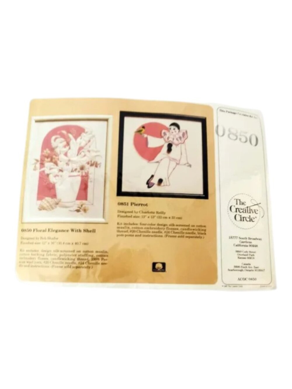 Creative Circle Floral‎ Elegance Shell Needlepoint Kit Art Deco Sealed